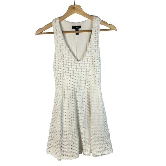 Aqua White Circle Eyelet Lace Fit & Flare Mini Dress XS - Picture 1 of 4